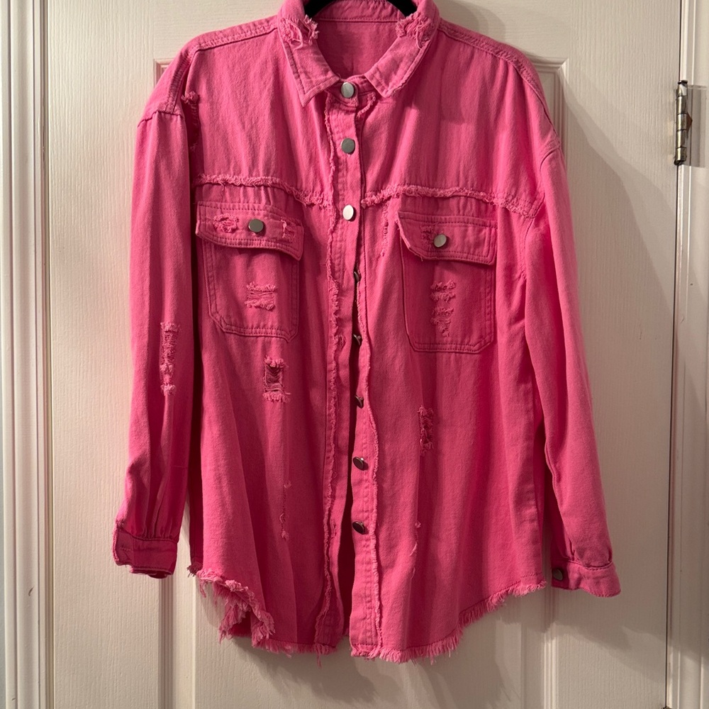 Distressed Denim Jacket – Size XL